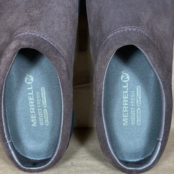 MERRELL Women 8.5 Encore Espresso Brown Sued Mules Slides Slip-On Clogs Loafers - Picture 10 of 11